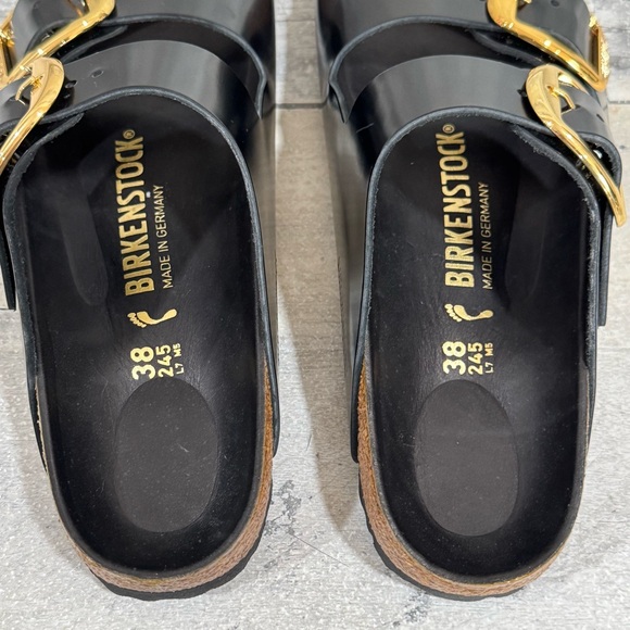 BIRKENSTOCK Arizona Big Buckle Slide Sandal - High Shine Black - Sz-7-7.5.US - Picture 6 of 8